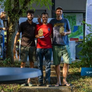drei Discgolfer: Jörg Eberts, Jens Erdmann und Jan Bäss